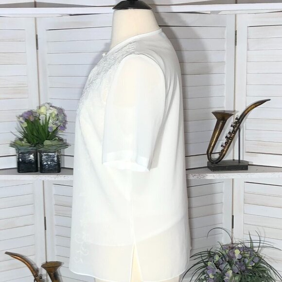 Vintage Beaded Cream Floral Top and Cardigan Set Large - Picture 4 of 11